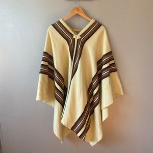 Vintage Cream 100% Alpaca Wool Poncho